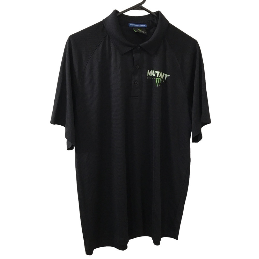 Port authority x monster “mutant super soda” polyester polo shirt size Large